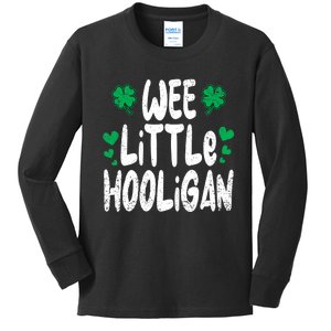 St Patricks Day Boy Girl Toddlers Wee Little Hooligan Kids Long Sleeve Shirt