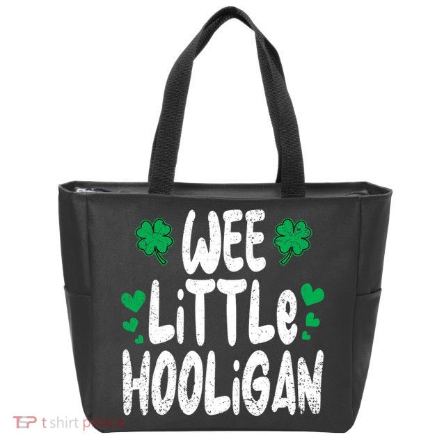 St Patricks Day Boy Girl Toddlers Wee Little Hooligan Zip Tote Bag