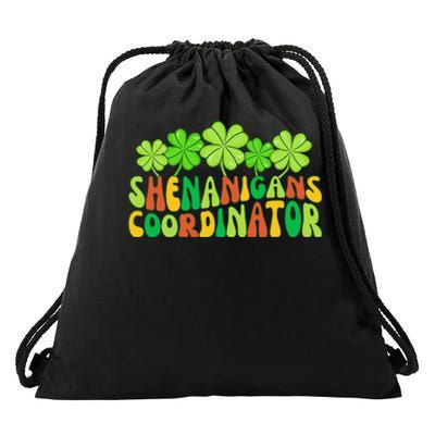 St Patrick's Day Shenanigan Coordinator Irish Clovers Groovy Drawstring Bag