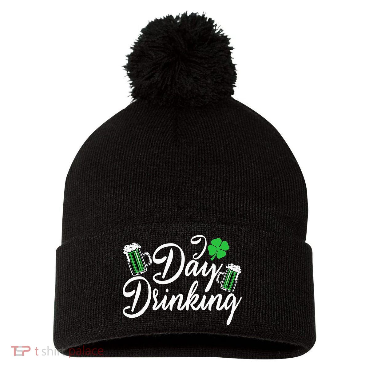 St Patricks Day I Love Day Drinking Funny Gifts Beer Lover Pom Pom 12in Knit Beanie
