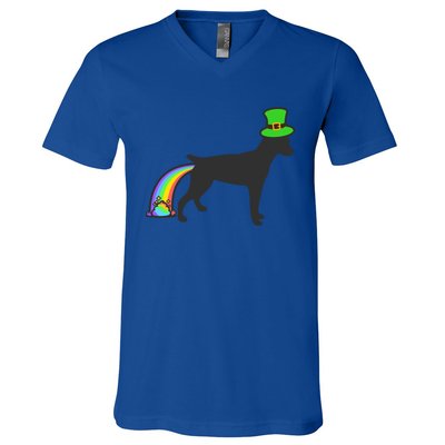 St Patrick's Day Rainbow Dog Gift Rat Terrier Gift V-Neck T-Shirt