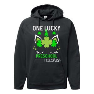 St Patrick's Day One Lucky Preschool Teacher Performance Fleece Hoodie