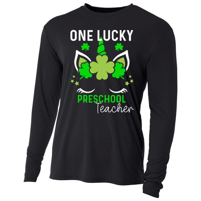 St Patrick's Day One Lucky Preschool Teacher Cooling Performance Long Sleeve Crew