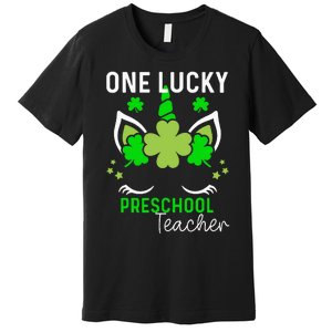 St Patrick's Day One Lucky Preschool Teacher Premium T-Shirt