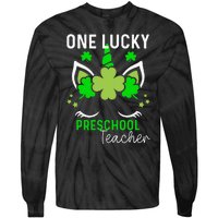 St Patrick's Day One Lucky Preschool Teacher Tie-Dye Long Sleeve Shirt