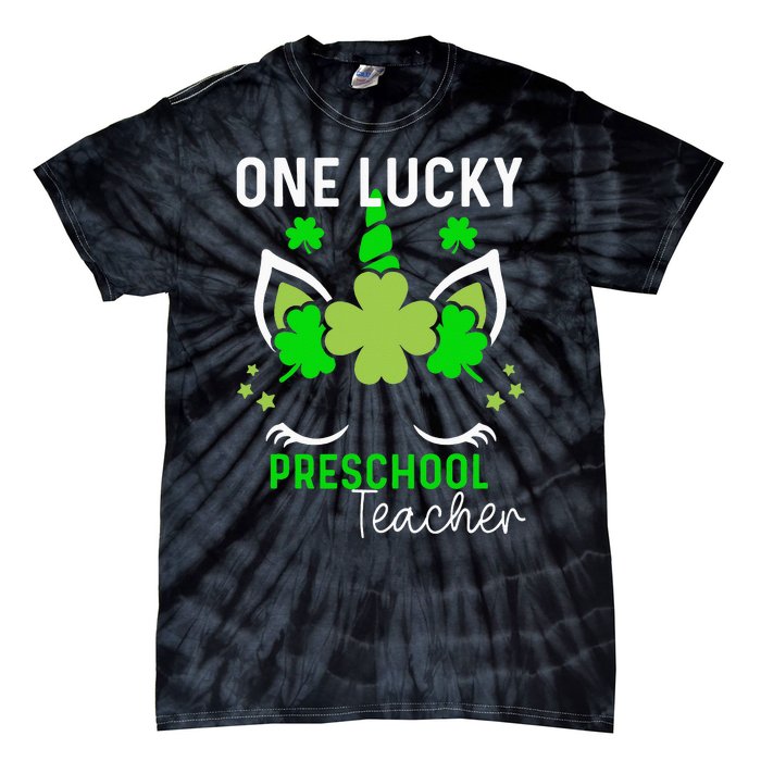 St Patrick's Day One Lucky Preschool Teacher Tie-Dye T-Shirt