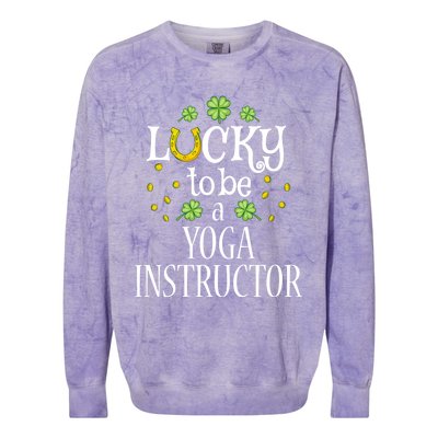 St Patricks Day Lucky To Be A Yoga Instructor Gift Colorblast Crewneck Sweatshirt