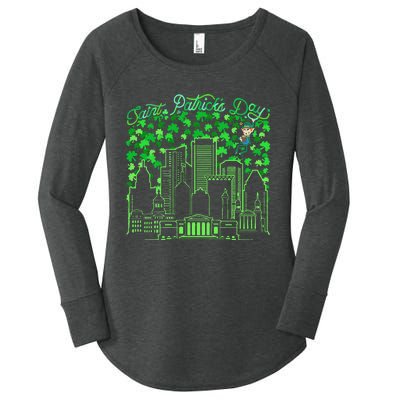 Saint Patrick's Day City Graphic Cool Design Matching Family Women's Perfect Tri Tunic Long Sleeve Shirt