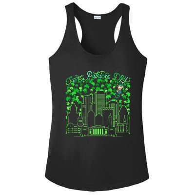 Saint Patrick's Day City Graphic Cool Design Matching Family Ladies PosiCharge Competitor Racerback Tank