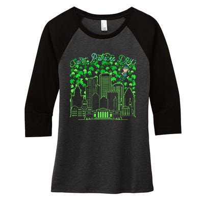 Saint Patrick's Day City Graphic Cool Design Matching Family Women's Tri-Blend 3/4-Sleeve Raglan Shirt