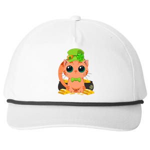 St Patricks Day Lucky Cat Leprechaun Green Shamrock Hat Gift Snapback Five-Panel Rope Hat