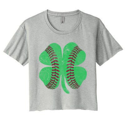 St Patrick's Day Shamrock Baseball Player Costume Gift Women's Crop Top Tee