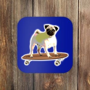 Skateboarding Pug Dog Riding Skateboard Skater Gift Coaster