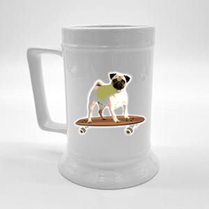 Skateboarding Pug Dog Riding Skateboard Skater Gift Beer Stein