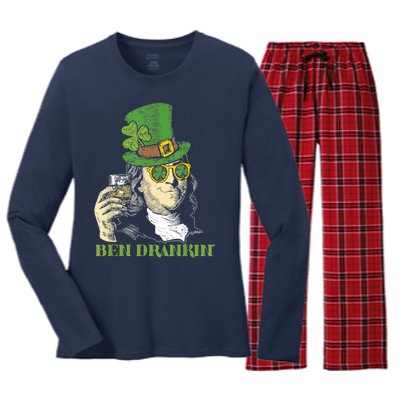 St Patricks Day, Ben Drankin, Funny St Patricks Day, St Patricks Day Drinking Women's Long Sleeve Flannel Pajama Set 