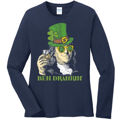 St Patricks Day, Ben Drankin, Funny St Patricks Day, St Patricks Day Drinking Ladies Long Sleeve Shirt