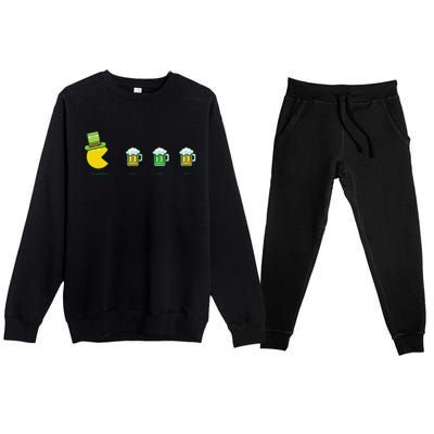 St Patricks Day Funny Drinking Beer Premium Crewneck Sweatsuit Set