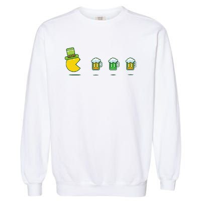 St Patricks Day Funny Drinking Beer Garment-Dyed Sweatshirt