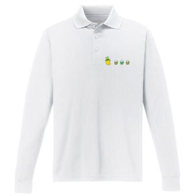 St Patricks Day Funny Drinking Beer Performance Long Sleeve Polo