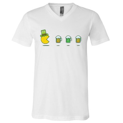 St Patricks Day Funny Drinking Beer V-Neck T-Shirt