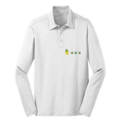 St Patricks Day Funny Drinking Beer Silk Touch Performance Long Sleeve Polo