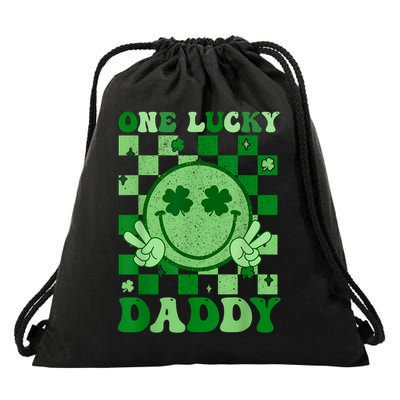 St Patricks Day Family Matching Groovy One Lucky Daddy Drawstring Bag