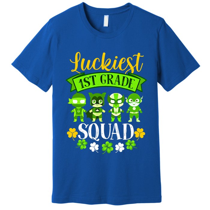 St Patricks Day Teacher Gift Luckiest 1st Grade Squad Gift Premium T-Shirt