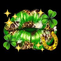 St. PatrickS Day Lips With Leopard And Shamrocks Flat Bill Trucker Hat
