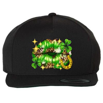 St. PatrickS Day Lips With Leopard And Shamrocks Wool Snapback Cap