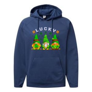 St Patrick's Day Lucky Gnomes Gift Performance Fleece Hoodie