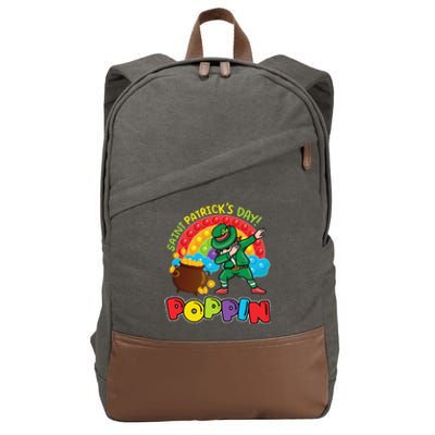 St. Patrick's Day Poppin' Pop It Rainbow Leprechaun Cotton Canvas Backpack