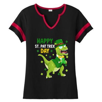 St Patricks Day Leprechaun Dinosaur Dino Happy St Pat Trex Ladies Halftime Notch Neck Tee