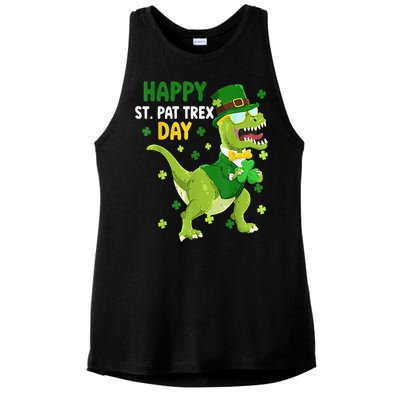 St Patricks Day Leprechaun Dinosaur Dino Happy St Pat Trex Ladies PosiCharge Tri-Blend Wicking Tank