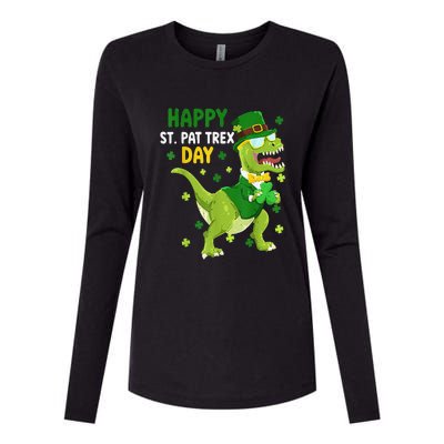 St Patricks Day Leprechaun Dinosaur Dino Happy St Pat Trex Womens Cotton Relaxed Long Sleeve T-Shirt