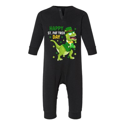 St Patricks Day Leprechaun Dinosaur Dino Happy St Pat Trex Infant Fleece One Piece