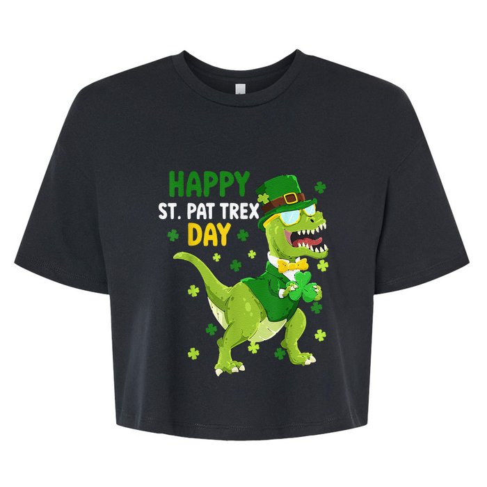 St Patricks Day Leprechaun Dinosaur Dino Happy St Pat Trex Bella+Canvas Jersey Crop Tee