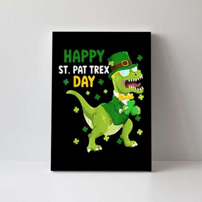 St Patricks Day Leprechaun Dinosaur Dino Happy St Pat Trex Canvas