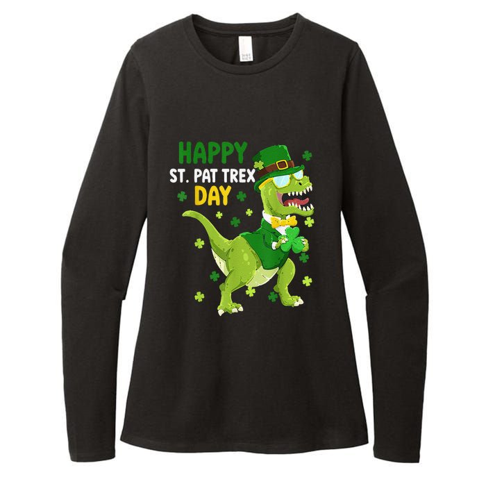 St Patricks Day Leprechaun Dinosaur Dino Happy St Pat Trex Womens CVC Long Sleeve Shirt