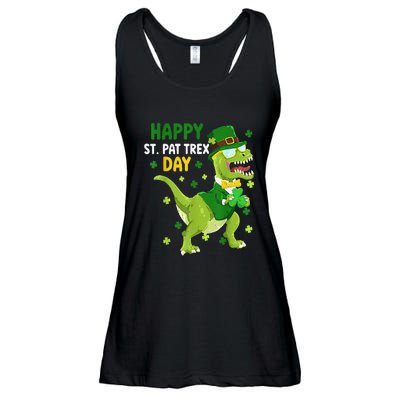 St Patricks Day Leprechaun Dinosaur Dino Happy St Pat Trex Ladies Essential Flowy Tank