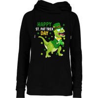 St Patricks Day Leprechaun Dinosaur Dino Happy St Pat Trex Womens Funnel Neck Pullover Hood