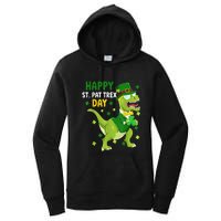 St Patricks Day Leprechaun Dinosaur Dino Happy St Pat Trex Women's Pullover Hoodie