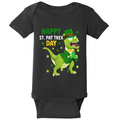 St Patricks Day Leprechaun Dinosaur Dino Happy St Pat Trex Baby Bodysuit