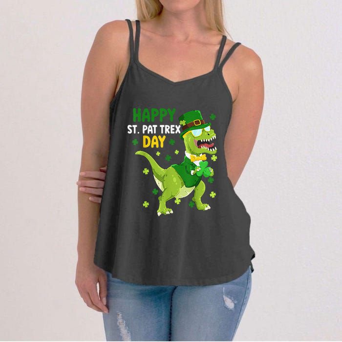 St Patricks Day Leprechaun Dinosaur Dino Happy St Pat Trex Women's Strappy Tank