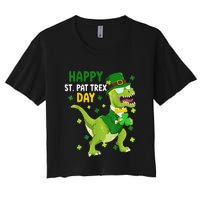 St Patricks Day Leprechaun Dinosaur Dino Happy St Pat Trex Women's Crop Top Tee