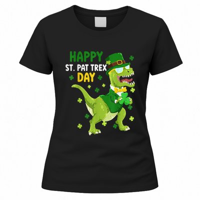 St Patricks Day Leprechaun Dinosaur Dino Happy St Pat Trex Women's T-Shirt