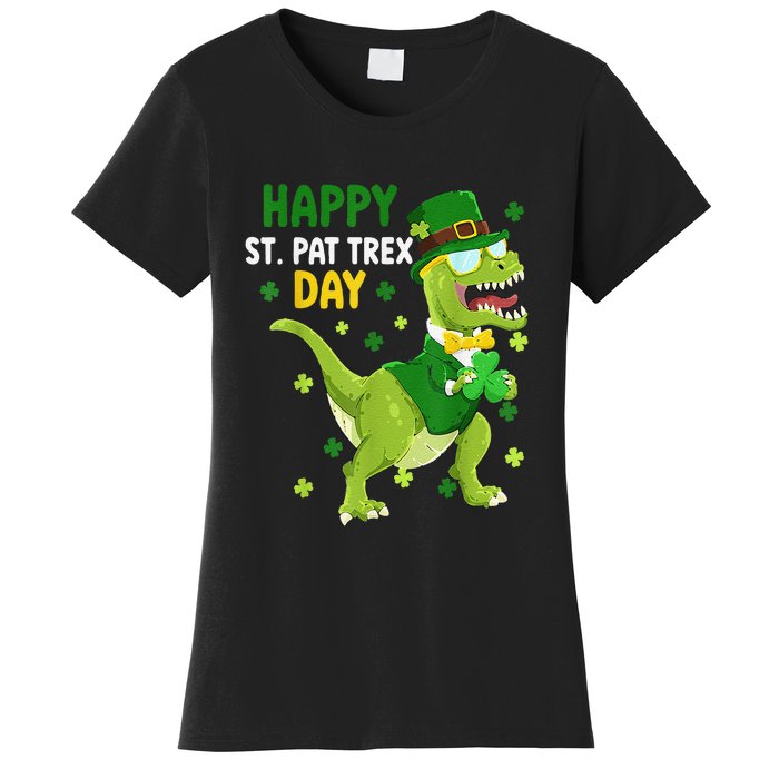 St Patricks Day Leprechaun Dinosaur Dino Happy St Pat Trex Women's T-Shirt