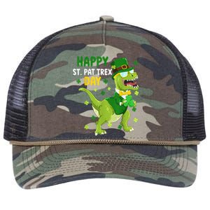 St Patricks Day Leprechaun Dinosaur Dino Happy St Pat Trex Retro Rope Trucker Hat Cap