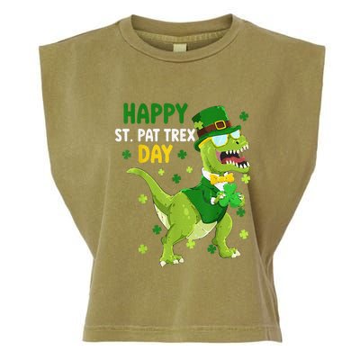 St Patricks Day Leprechaun Dinosaur Dino Happy St Pat Trex Garment-Dyed Women's Muscle Tee