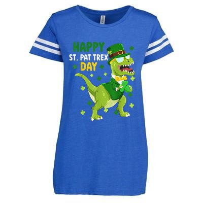 St Patricks Day Leprechaun Dinosaur Dino Happy St Pat Trex Enza Ladies Jersey Football T-Shirt