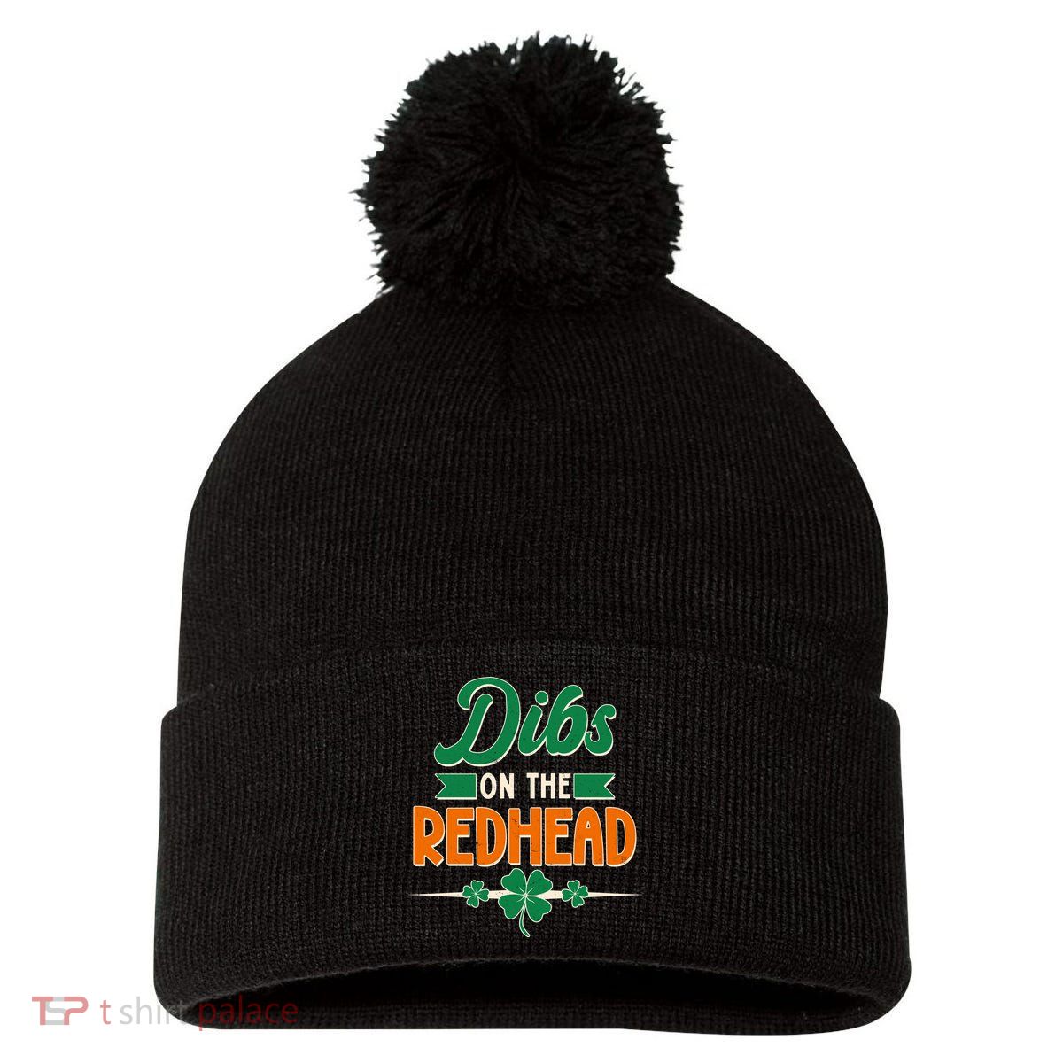 St. Patrick's Day Dibs On The Redhead Pom Pom 12in Knit Beanie